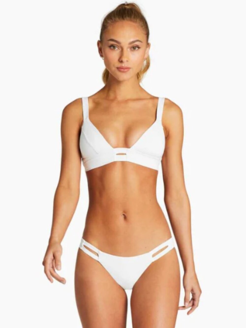 SMALL -Vitamin A Neutra Bralette Bikini - White Ecolux Top & Bottom